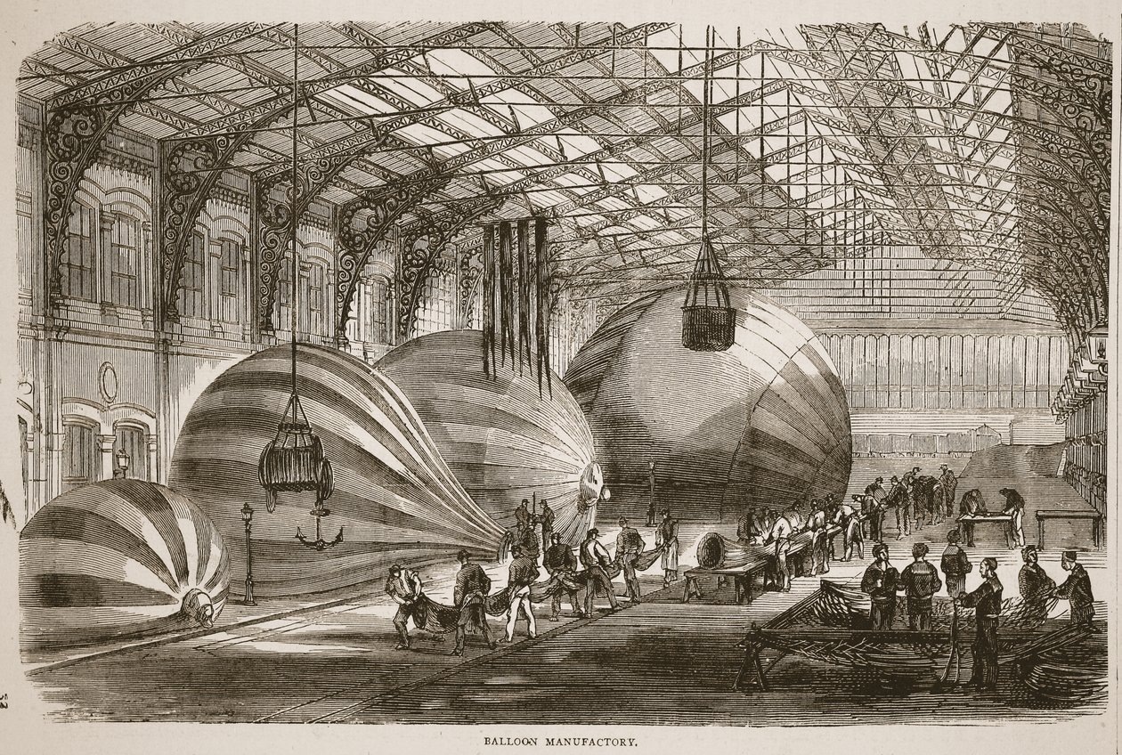 Balloon Manufactory，插图来自Cassells法国和德国之间的战争历史，1870-1871 作者 法语学校