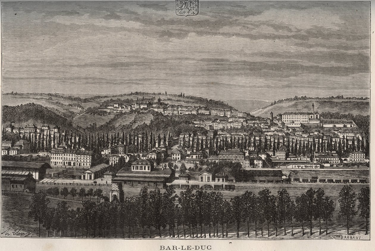 巴勒杜克（Bar le Duc）--默兹省--V.A. Malt-Brown的 "La France illustree: geography, history, statistical administration "中的雕版画。1884 作者 法语学校