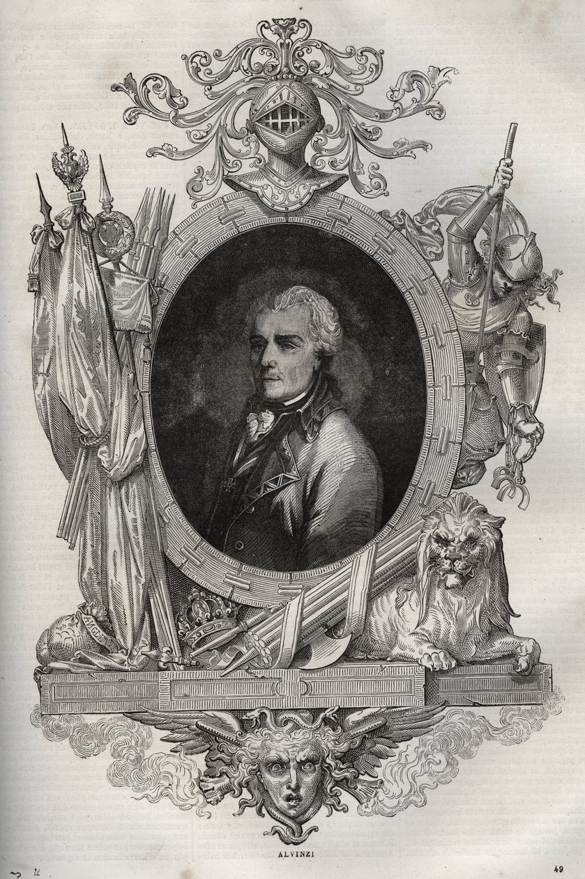Joseph Alvinczi(Alvinczy von Borberek)男爵(1735-1810)奥地利将军----Maurice La Charest的《新国家百科全书》---1870年----。 作者 法语学校
