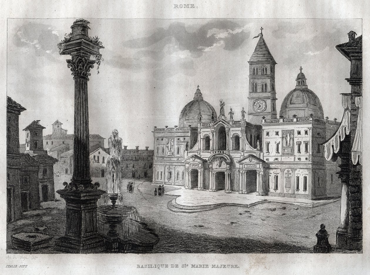 Basilica di Santa Maria Maggiore - 罗马 - Basilica of Santa Maria Maggiore (圣母玛利亚大教堂) 罗马 - 雕刻自M. de Norvins, Ch. Nodier 1834-1836的 "Picturesque Italy" - Historical and Descriptive Painting of Italy。 作者 法语学校