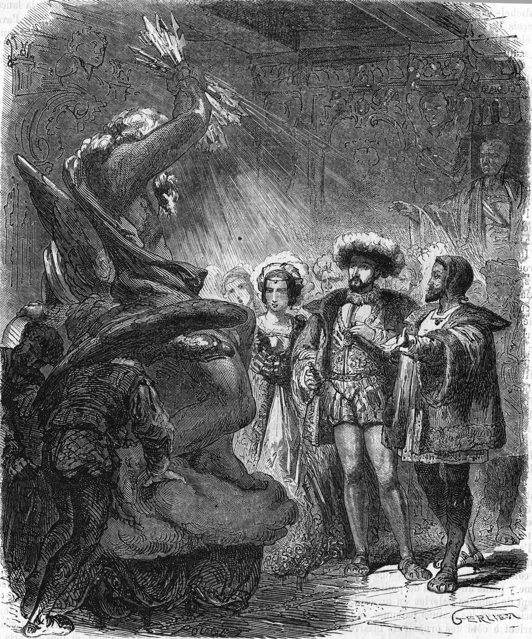 Benvenuto Cellini (1500-1571), Italian artist at the court of Francois 1st. In “” Histoire Populaire de la France””, sd. circa 1885. Engraving. 作者 法语学校