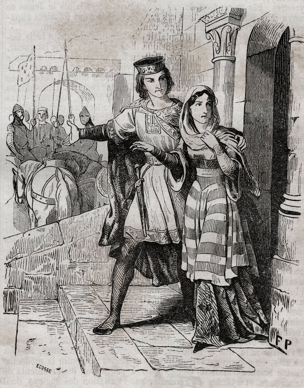 Bertrade of Montfort (1070-1117) Queen of France with Philip I King of France - - in “Histoire de France”” by Anquetil. 19th century. 作者 法语学校