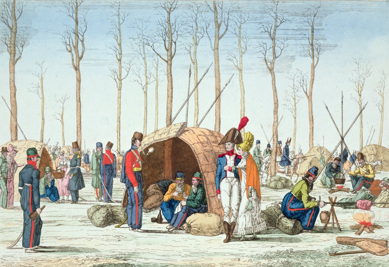 1814年3月31日，巴黎香榭丽舍大街的俄罗斯军队的露营地 作者 法语学校