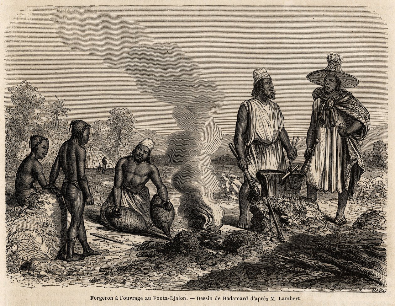 Blacksmith has the work at Fouta Djalon (Senegal), drawing by Hadamard, to illustrate Lieutenant Lambert