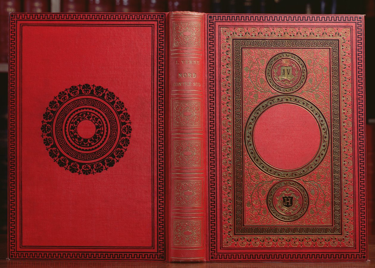 Jules Verne（1828-1905）的North Against South书的封面（皮革） 作者 法语学校
