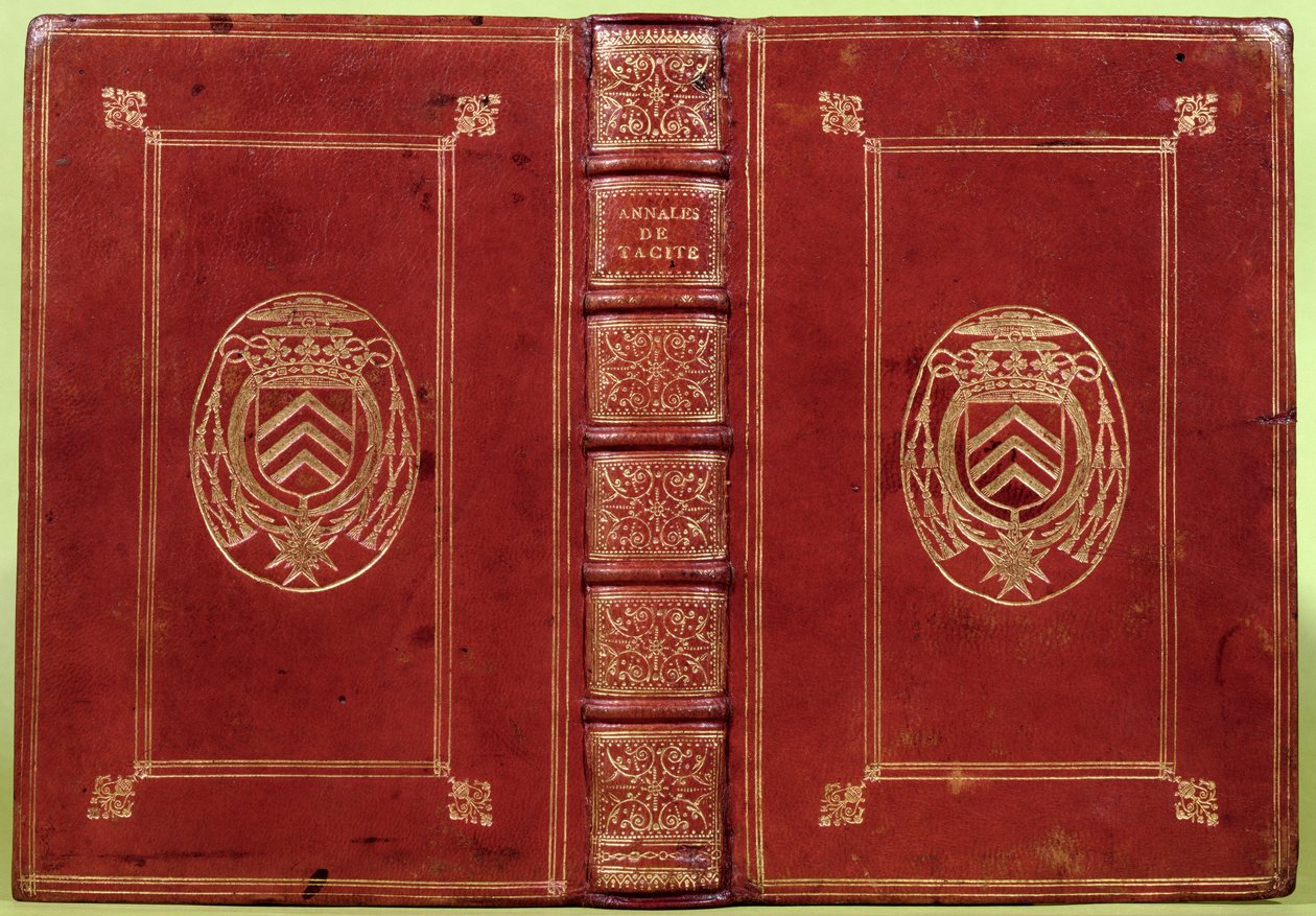 用Armand-Jean du Plessis，红衣主教Richelieu（1585-1642）（红色皮革和金色）的徽章覆盖了“塔西的年鉴” 作者 法语学校