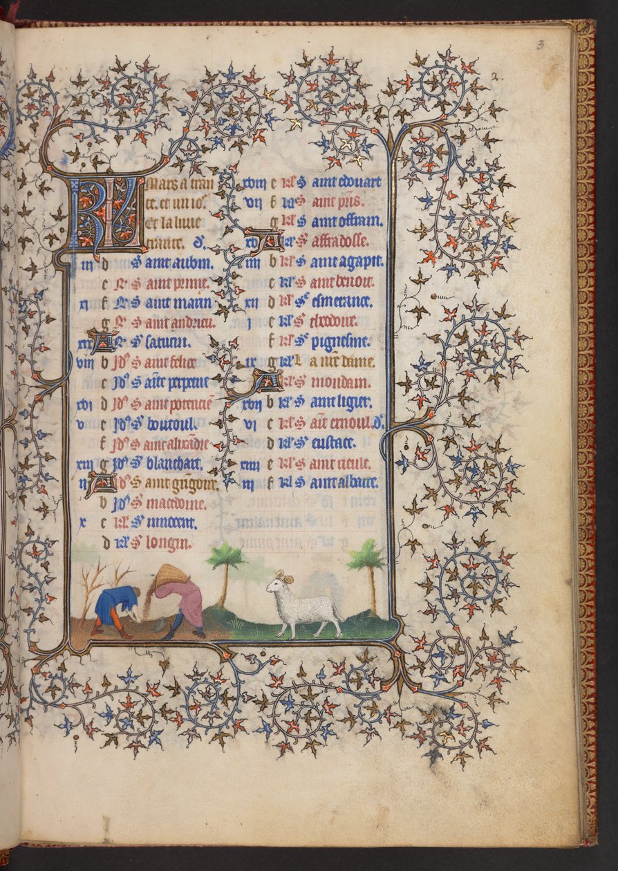 小时记》，Add MS 32454 f.3r, 法国 作者 法语学校
