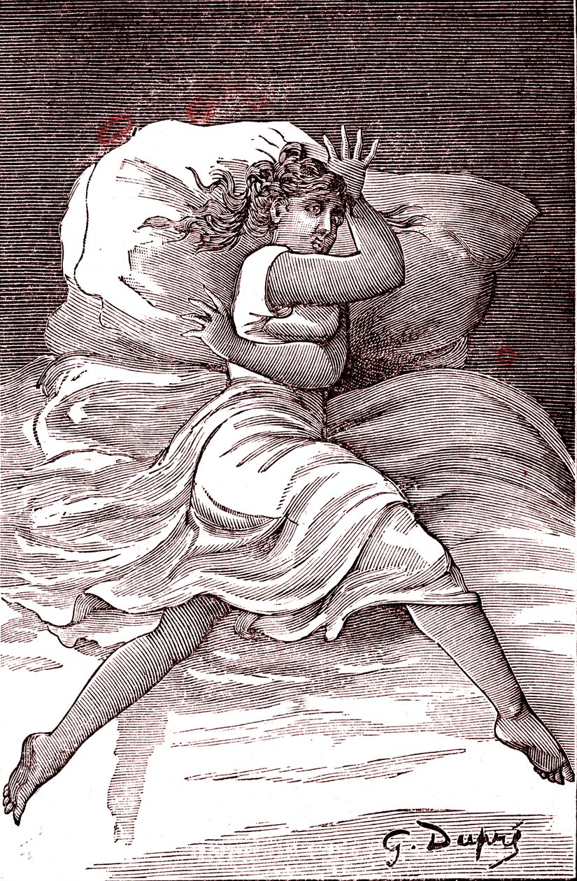 濒临歇斯底里，1887 年（雕刻） 作者 法语学校