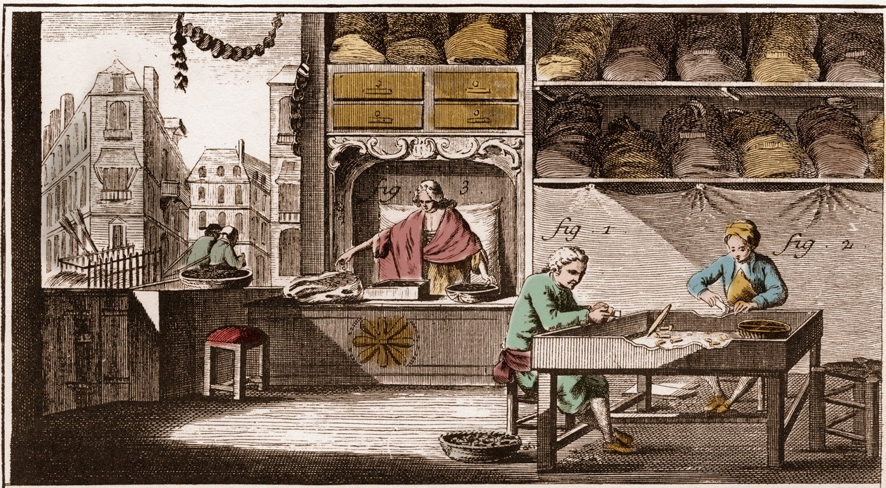 Bouchonnier, manufacture of cork stoppers - “” La Grande Encyclopedie, ou Dictionnaire Raisonne des Sciences, des Arts et des Metiers” (Encyclopedia or Dictionary of the Sciences, Arts and Professions) by Denis Diderot (1713-1784) and Jean d