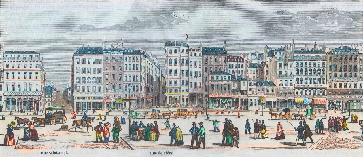 Boulevard Saint-Denis and Boulevard Bonne-Nouvelle - Rue Saint-Denis - Rue de Clery - Engraving in “Tableau-de-Paris” by Edmond Texier 1852 作者 法语学校