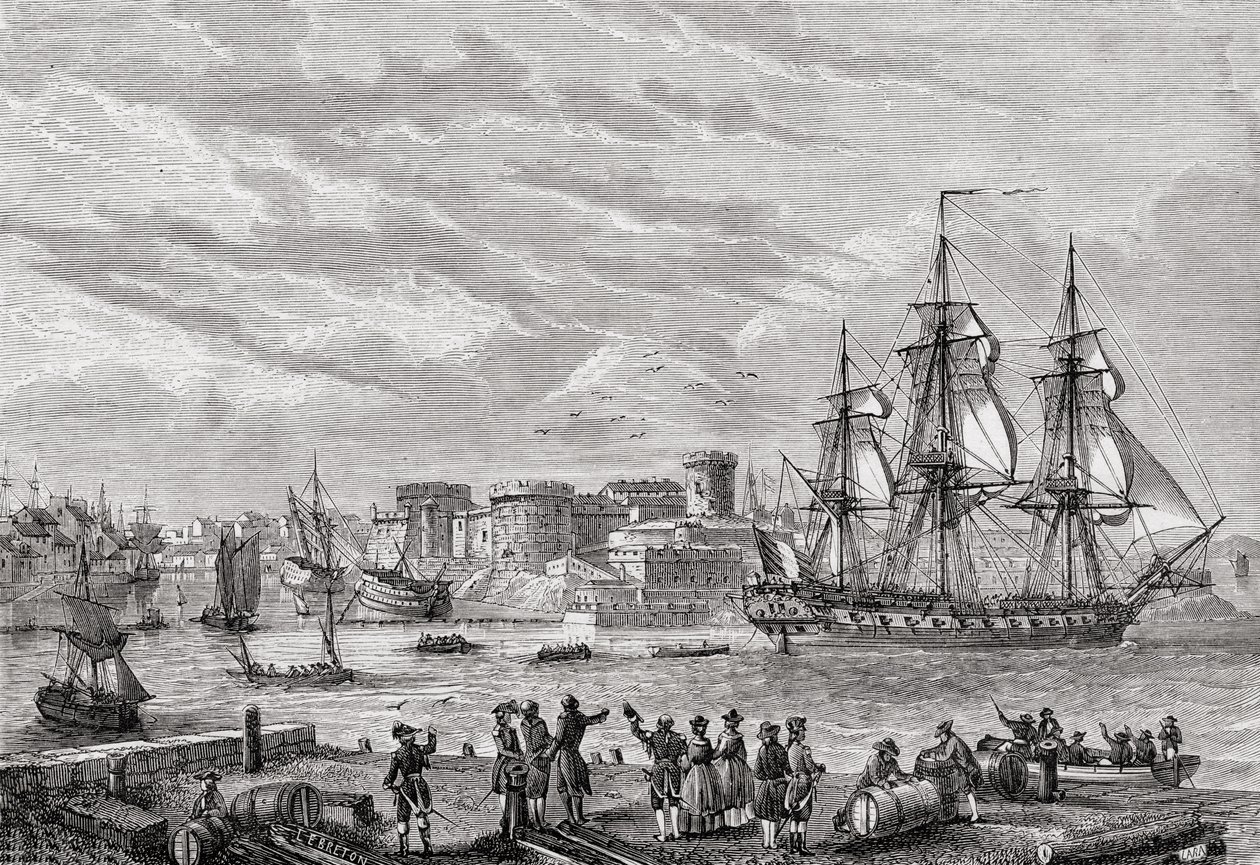1791年布列斯特，由布兰顿雕刻，来自路易斯·布兰克的“法国革命史”（1811-82） 作者 法语学校