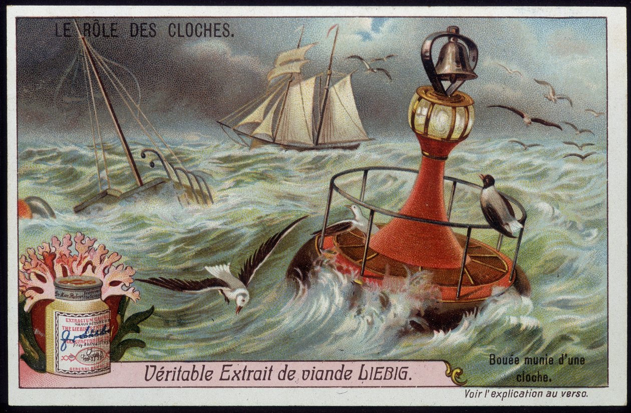 Buoy with bell to warn boats - Liebig chromo 作者 法语学校