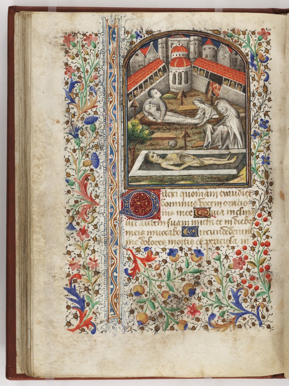 死者的葬礼》，《时间之书》插图，巴黎，约 1440-60 年（牛皮纸） 作者 法语学校