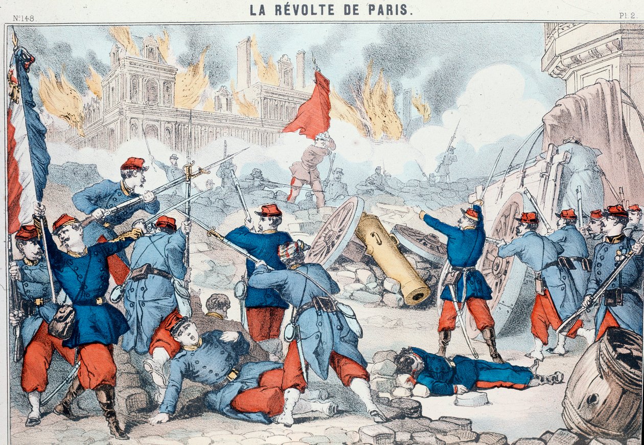 1871 年 5 月共产主义者焚毁巴黎市政厅（埃皮纳尔印刷品） 作者 法语学校