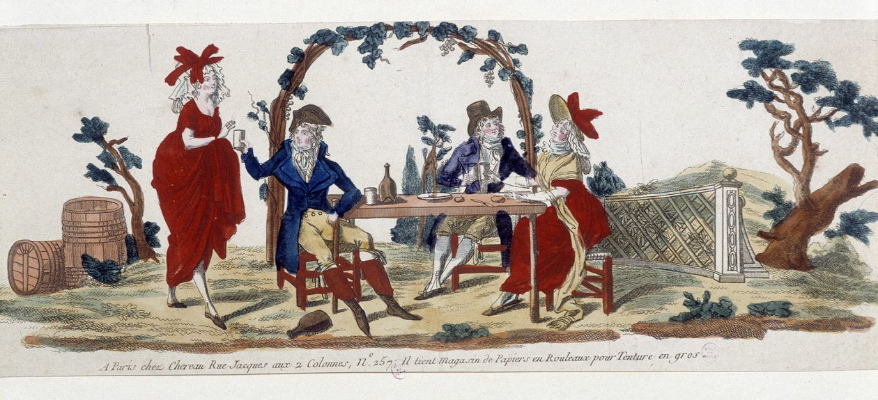 Café à Paris: chez Chereau, rue Jacques - engraving 作者 法语学校