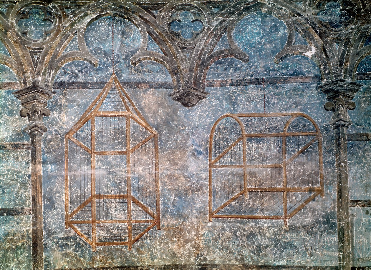 教皇卧室的笼子和建筑细节，1334-62 作者 法语学校