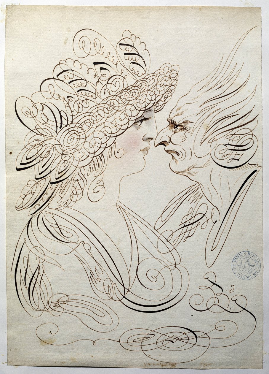 书法。伯纳德-德-巴黎在1780年左右创作的肖像画。 作者 法语学校