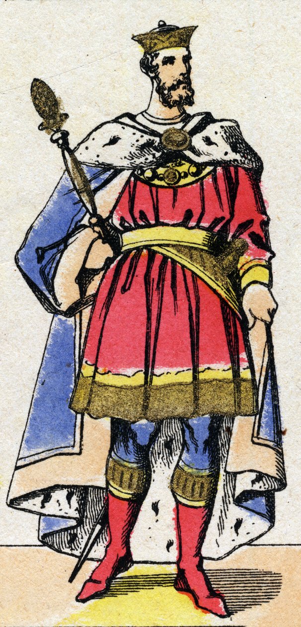 卡佩王朝。法国菲利普一世（1052-1108）的肖像，1060年至1108年的法兰克人国王。19世纪末的埃皮纳尔成像。私人收藏。 作者 法语学校