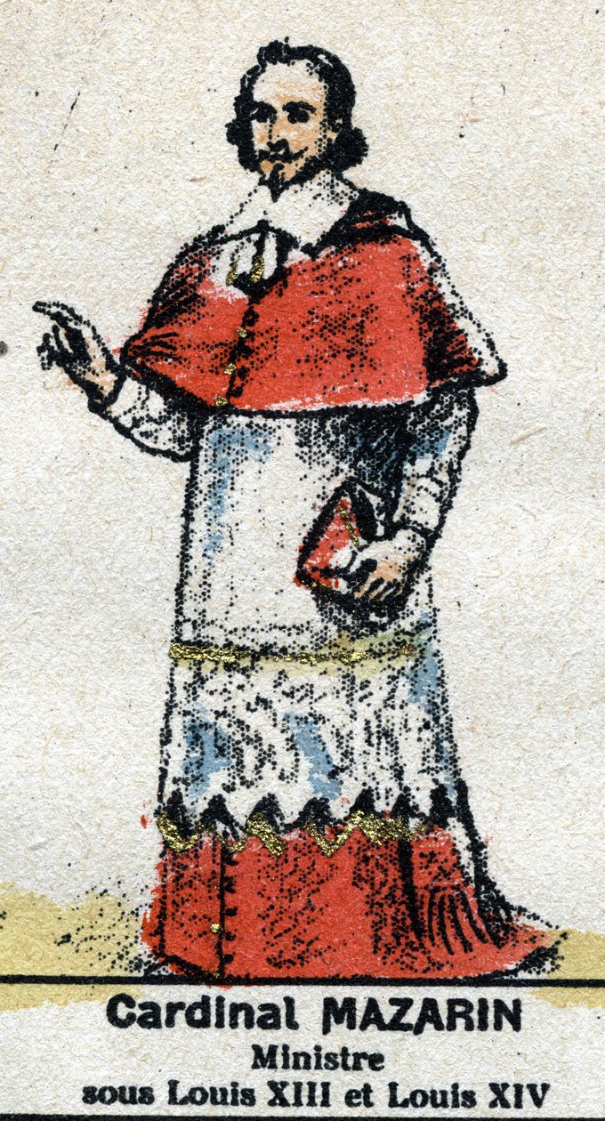 Cardinal Jules Mazarin (Giulio Raimondo Mazzarino or Mazarino) (1602-1661), French statesman of Italian origin. In “” Galeriede Kings and Queens of France and illustrious characters from 1643 to 1895”” Image of epinal. 作者 法语学校