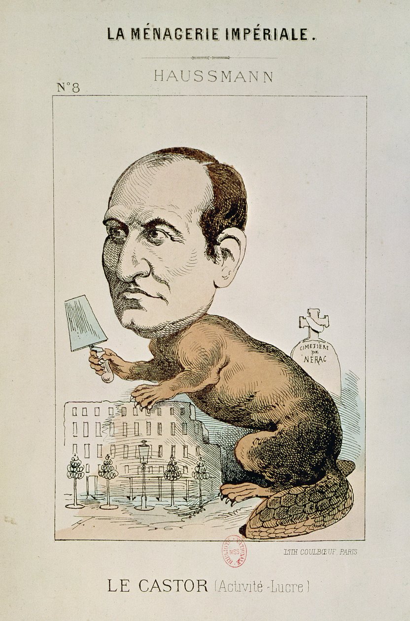 Baron Georges Eugene Haussmann（1809-91）的漫画作为海狸，来自&39;La Menagerie Imperiale&39;，1870-71 作者 法语学校