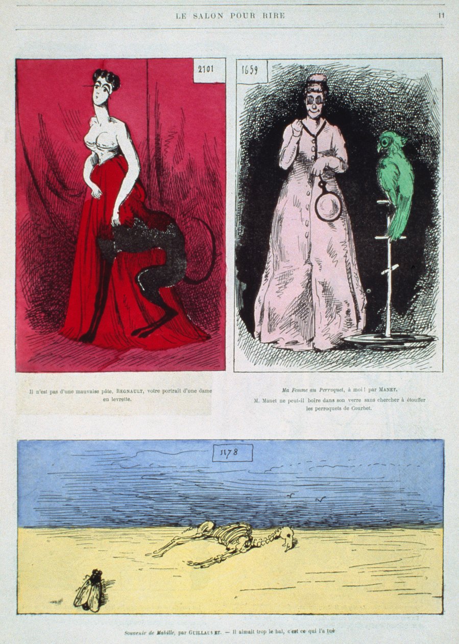 画家的漫画，Henri Regnault，Edouard Manet，Gustave Guillaumet，来自Le Salon pour Rire的插图 作者 法语学校