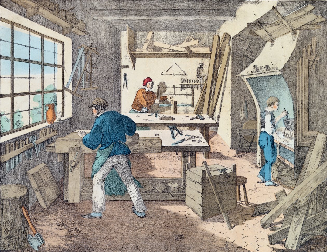 Carpenters Workshop，c.1860 作者 法语学校