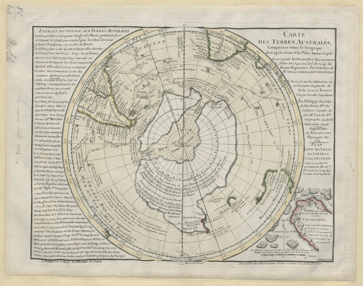 Carte des Terres Australes entre le Tropique du Capricorne et le Pole Antarctique...sur la carte de M. de Lozier Bouvet, par P. Buache