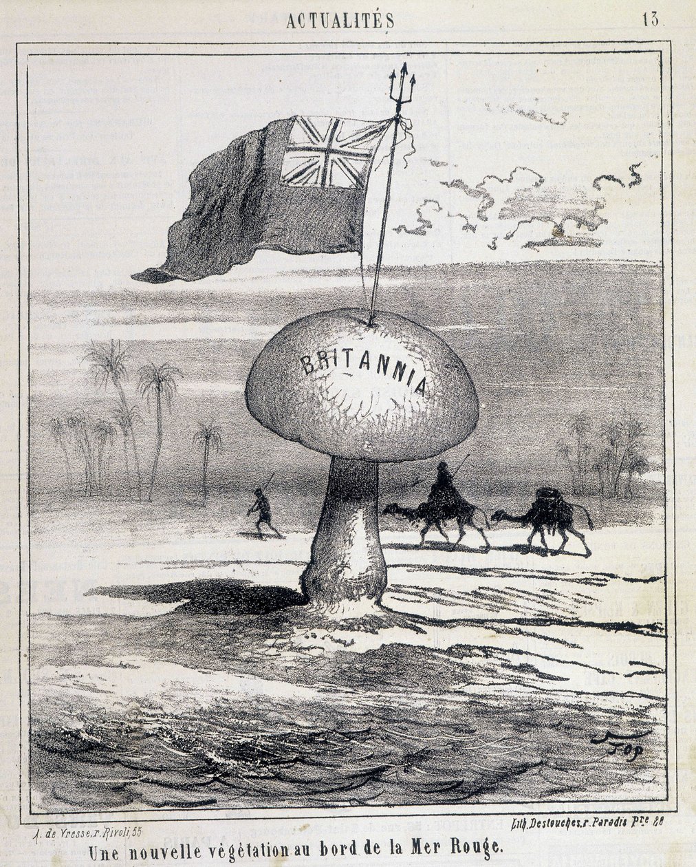 卡通：红海上的新植被（英国蘑菇殖民埃及）- 1868 年 1 月 2 日 作者 法语学校