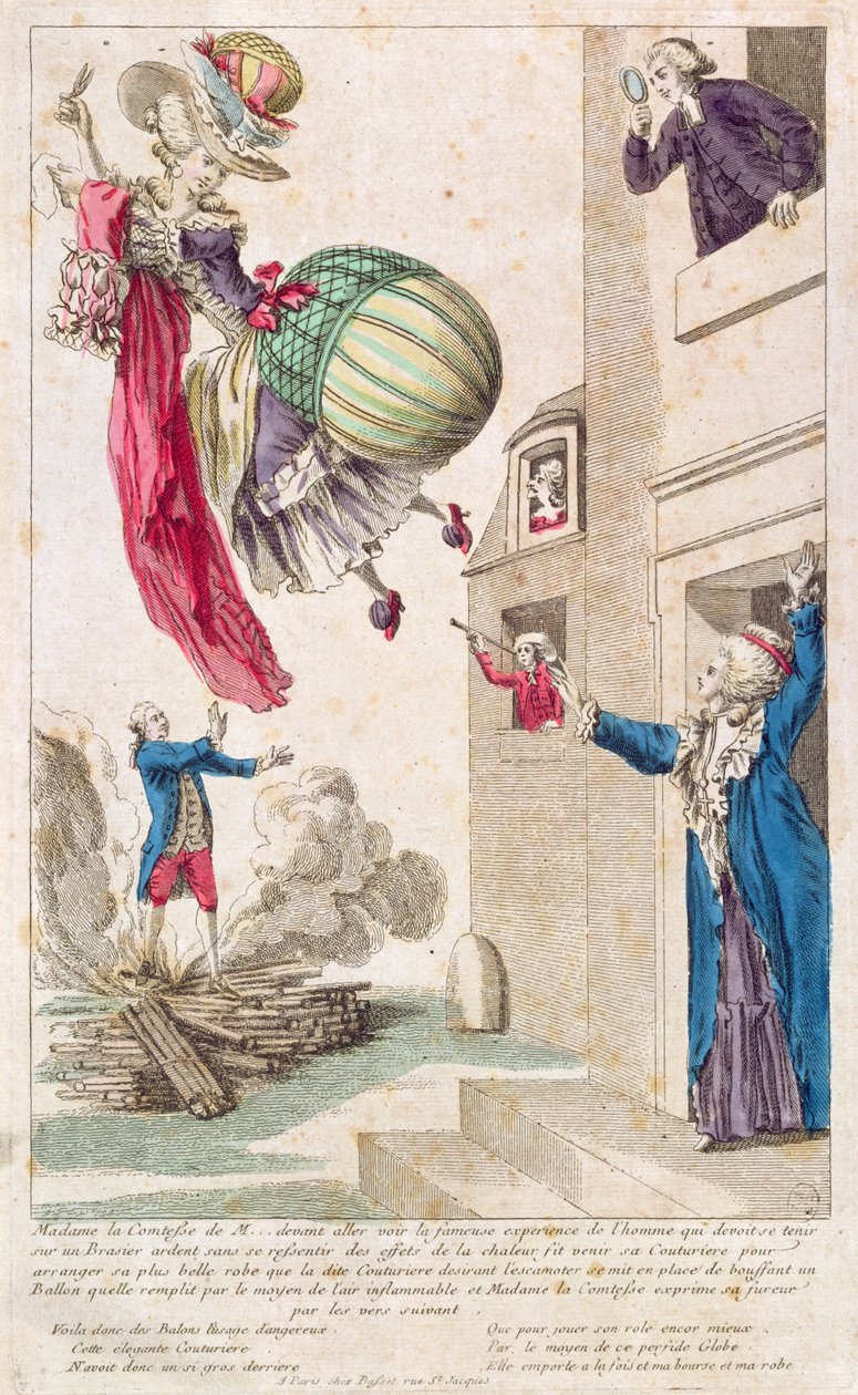 卡通嘲笑时尚和气球，c.1783-4 作者 法语学校