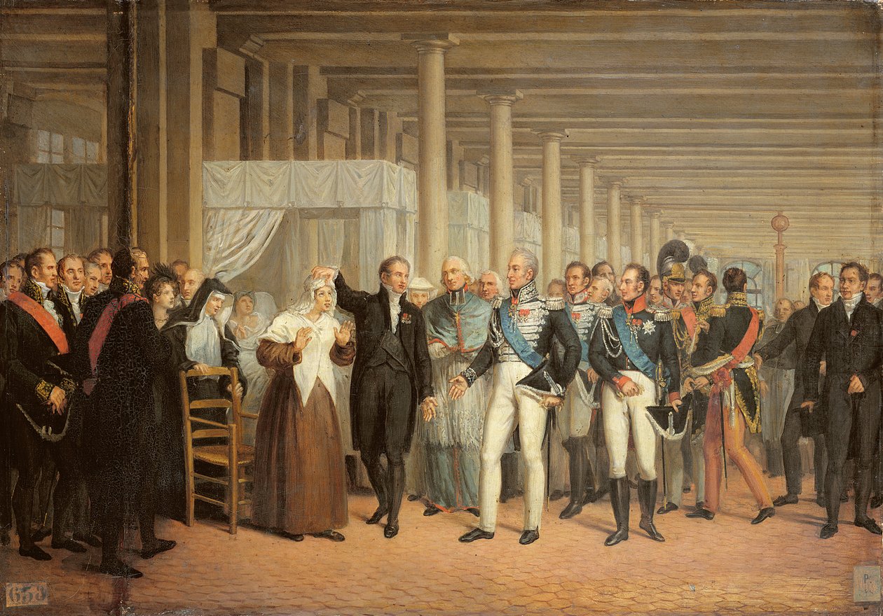 Guillaume Dupuytren（1777-1835）在King Dieu（1757-1836）出现的Hotel Dieu进行白内障手术 作者 法语学校