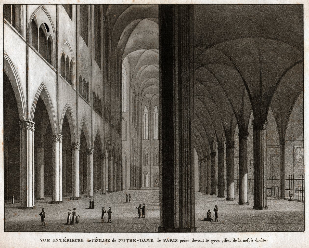 巴黎圣母院大教堂（Cathedrale Notre Dame de Paris）。(版画，约1850年) 作者 法语学校