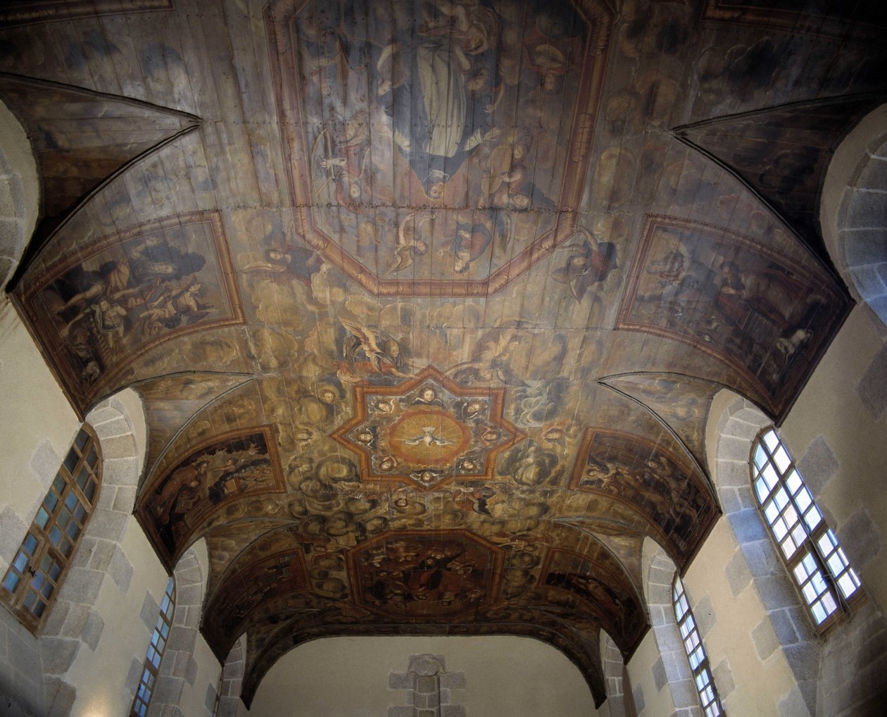 前多米尼加修道院（医院）的天花板（1664年）。17世纪的绘画。Dinan, Cotes d