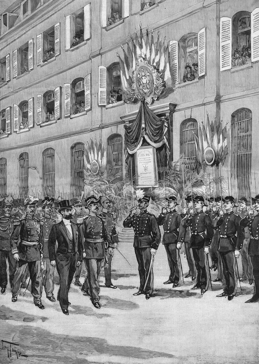 巴黎综合理工学院百年校庆。萨迪-卡诺（1837-1894），法国总统回顾学生，巴黎1894年。 作者 法语学校