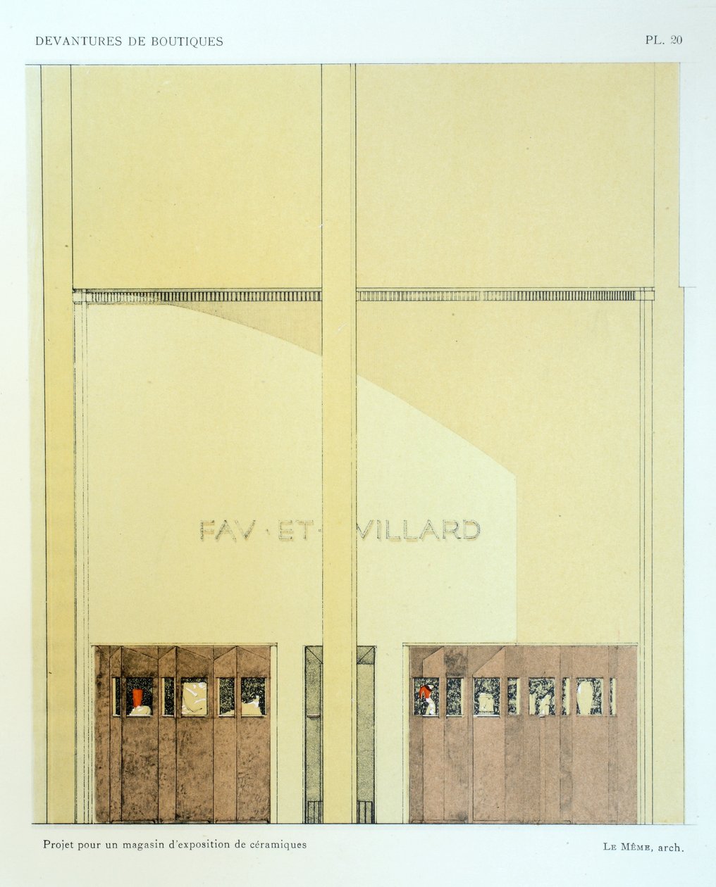 陶瓷陈列室，板20，Devantures de Boutiques的例证路易 - 皮埃尔Sezille，巴黎，1927年 作者 法语学校