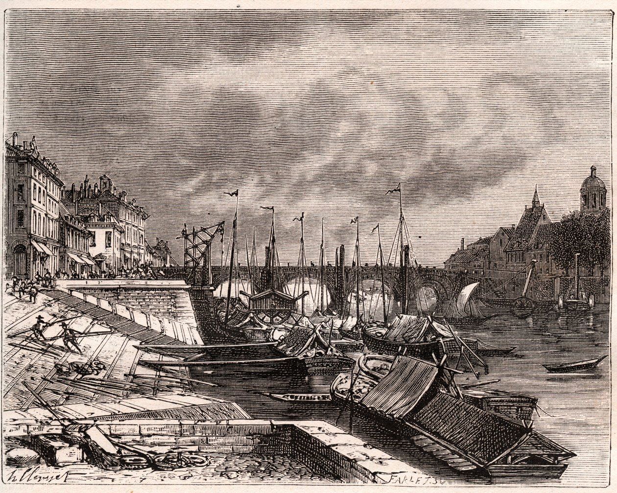 Chalon-saone (Chalon sur Saone) - Saone-et-Loire - 在V.-A. Malt-Brown的 "La France illustree: geography, history, statistical administration "中的雕刻作品。Malt-Brown.1884 作者 法语学校