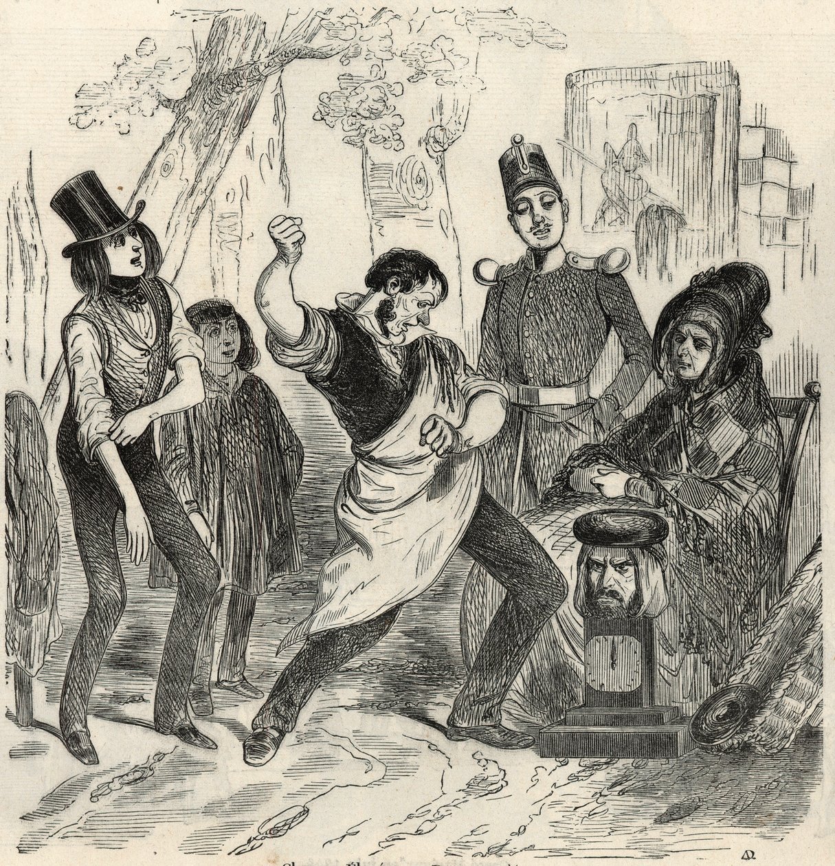 香榭丽舍大街（Champs Elysees）--测力计--Edmond Texier 1852年在 "Tableau-de-Paris "的版画 作者 法语学校