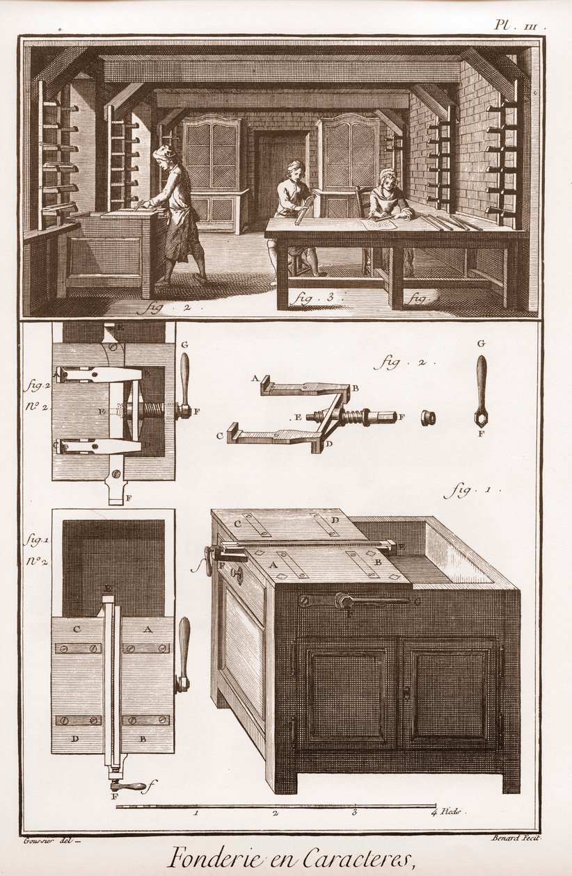 字符铸造 - "The Great Encyclopedie, or Dictionary of the Sciences, Arts and Professions" by Denis Diderot (1713-1784) and Jean d