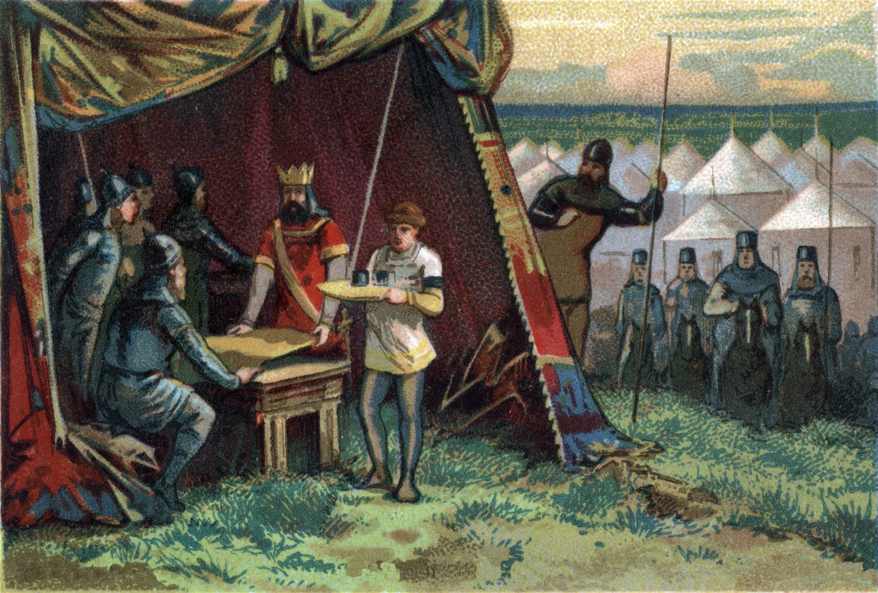 Charles II said Le Bald bought peace at silver price. Chromolithography around 1890. 作者 法语学校
