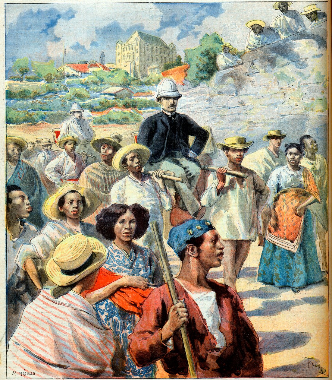 Charles Le Myre de Vilers（1833-1918）在马达加斯加（试图在塔纳里夫政府和法国之间进行和解），插图来自《小报》，1894年10月22日（雕刻）。 作者 法语学校