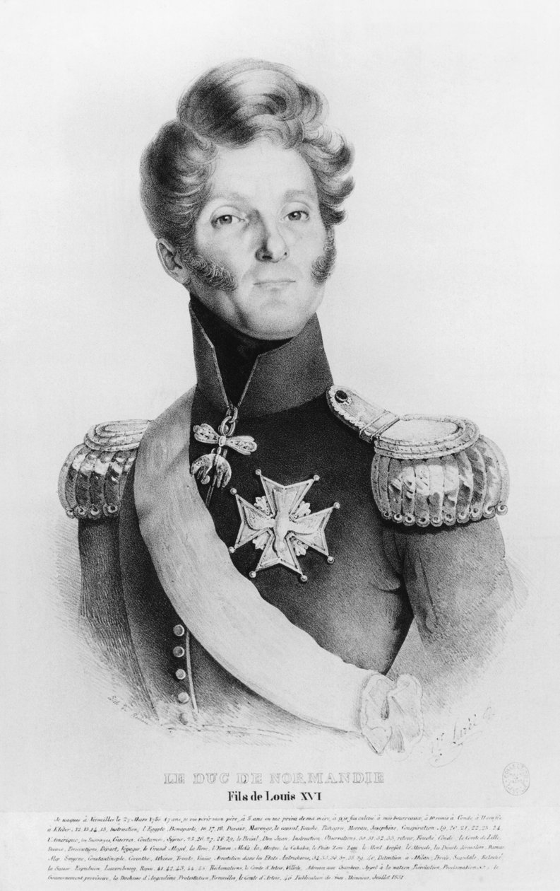诺曼底公爵查尔斯·德·波旁（Charles de Bourbon）或法国历史上的男爵里奇蒙（Baron Richemont），作为国王路易十七的法国王位，1831-35 作者 法语学校