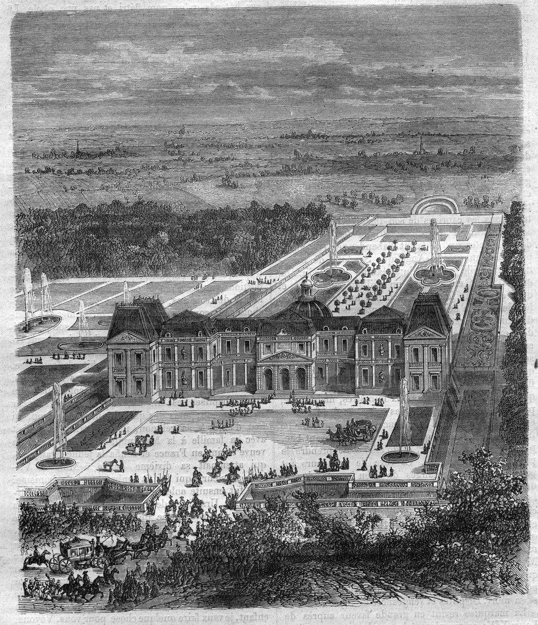 尼古拉-富凯（Nicolas Fouquet）（1615-1680）的沃克斯勒维松特城堡（Vaux-Le Vicomte），他是梅隆子爵和路易十四的沃克斯财政总监。莫里斯-拉夏尔的《历代教皇-资产-皇后和皇帝的历史》中的版画 作者 法语学校