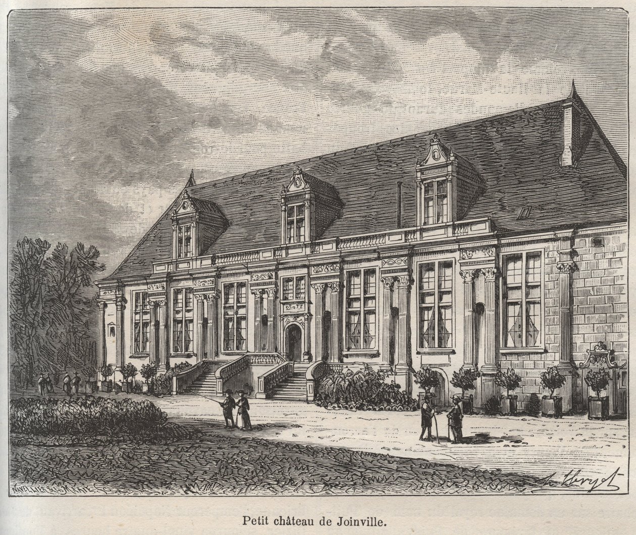 上马恩省儒安维尔的大花园城堡--V.A. Malt-Brown的 "La France illustree: geography, history, statistical administration "中的雕版画。1884 作者 法语学校