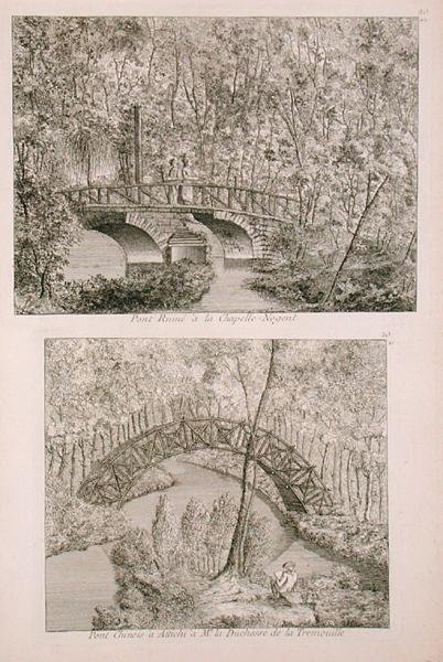 阿蒂奇的中国桥，出自乔治-路易斯-勒鲁日的《英吉利的花园》，1785年出版（雕刻）。 作者 法语学校