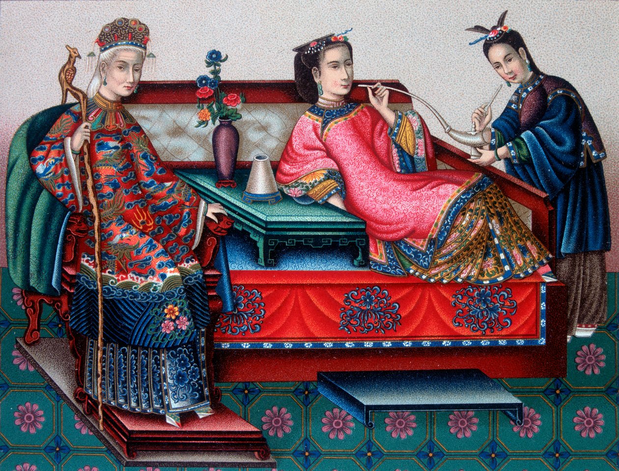 抽鸦片的中国贵族妇女——在拉西内的“历史服装”中 作者 法语学校