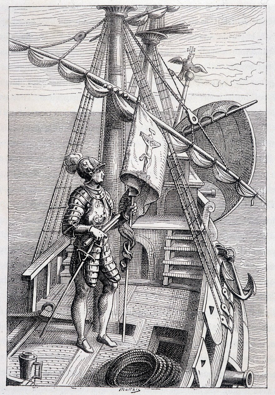 克里斯托弗·哥伦布在他的拖车上，生病了。 儒勒·凡尔纳 (Jules Verne) 编着的“Discovery de la Terre”。 黑泽尔，未注明日期 19 日。 作者 法语学校
