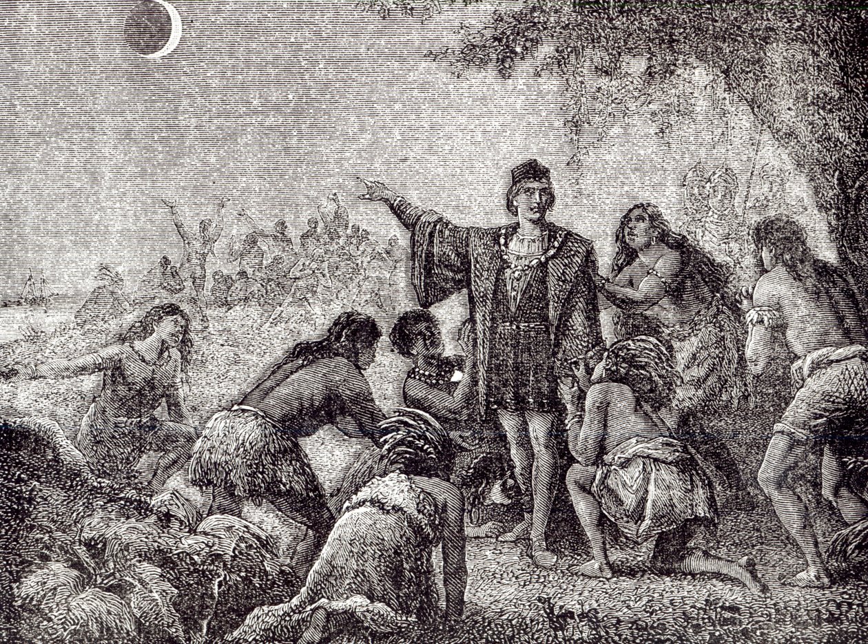 克里斯托弗·哥伦布在1504年预测月牙对牙买加居民的日蚀 作者 法语学校