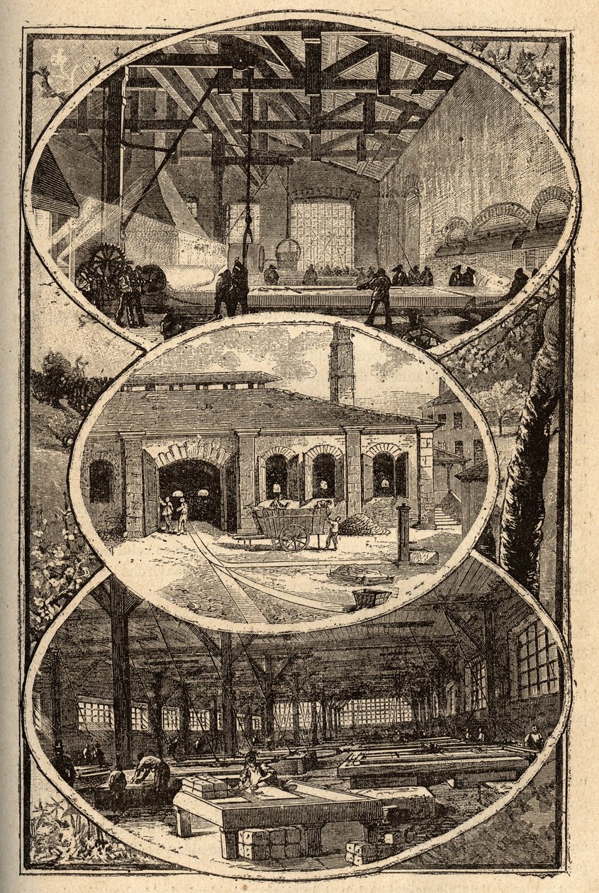 Cirey-sur-Vezouze (Meurthe-et-Moselle) - MANUFACTURE DES GLACES - "PATRIE "中的雕刻 - DESCRIPTION PECTUREQUIREE DE LA FRANCE EN 6 VOLUES BY LUCIEN HUARD - 19世纪末 作者 法语学校