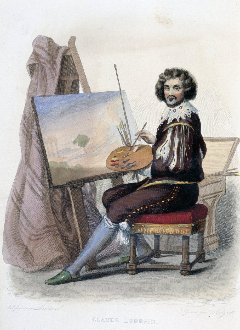 Claude Gellee dit Lorrain (1600-1682) 法国画家-在“Le Plutarque francais”中，由 Mennechet 创作，巴黎 作者 法语学校