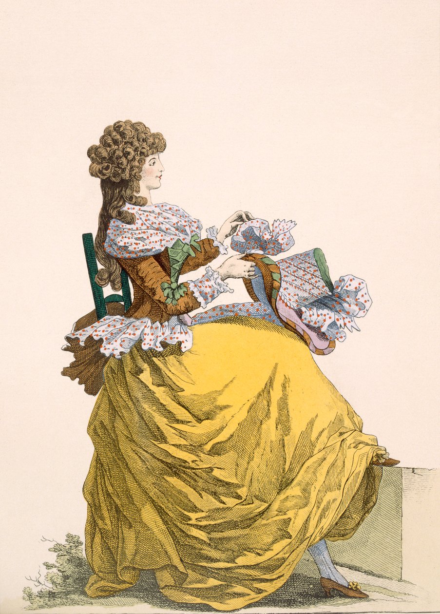 Colinette，第35号板块，来自Galeries des Modes et Costumes Francais，c.1778-87 99：衣服;传统服饰;传统服饰;时尚;插图;十八世纪;时髦; CLO 作者 法语学校