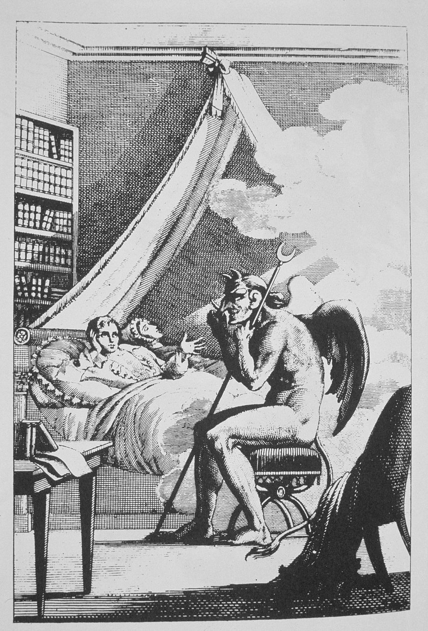 Collin de Plancy（1793-1887）与魔鬼交谈，来自Le Diable Peint par Lui-meme（1825），在19世纪末出版的魔术史中有所体现 作者 法语学校
